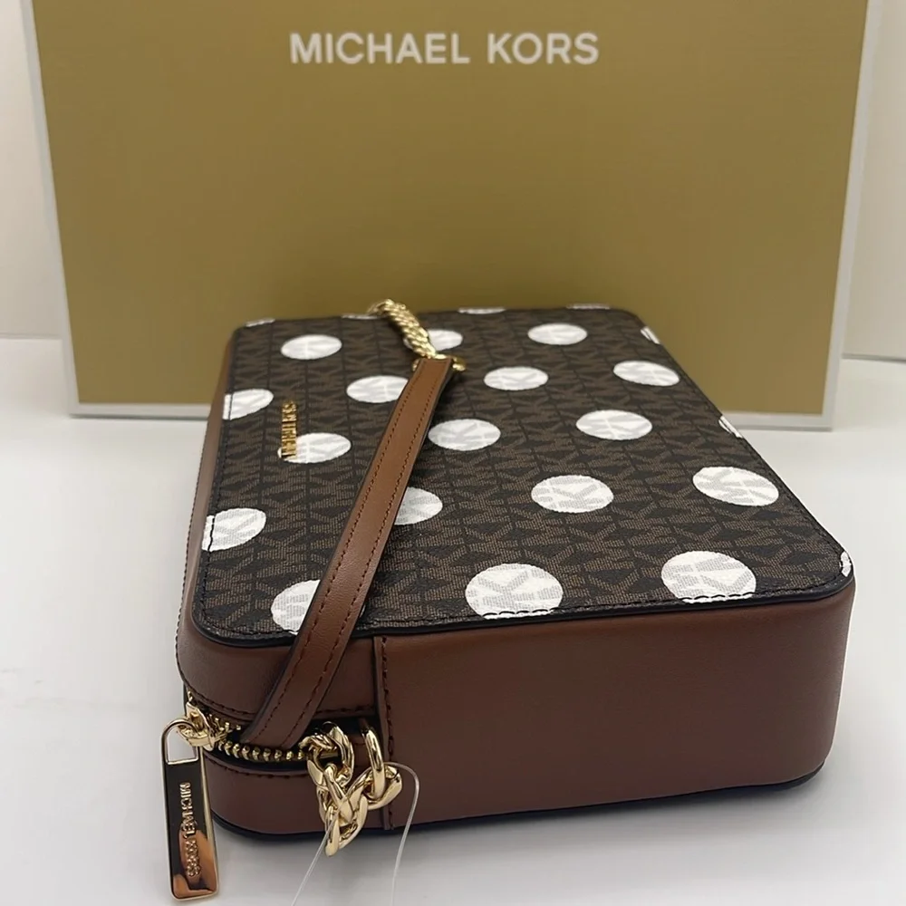 MICHAEL KORS Jet Set Large East West Zip Printed Logo Crossbody Bag Luggage  NWT